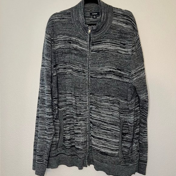 Alfani Men's Full Zip Cardigan Sweater Black and Gray with Pockets Size XXL - Picture 1 of 2